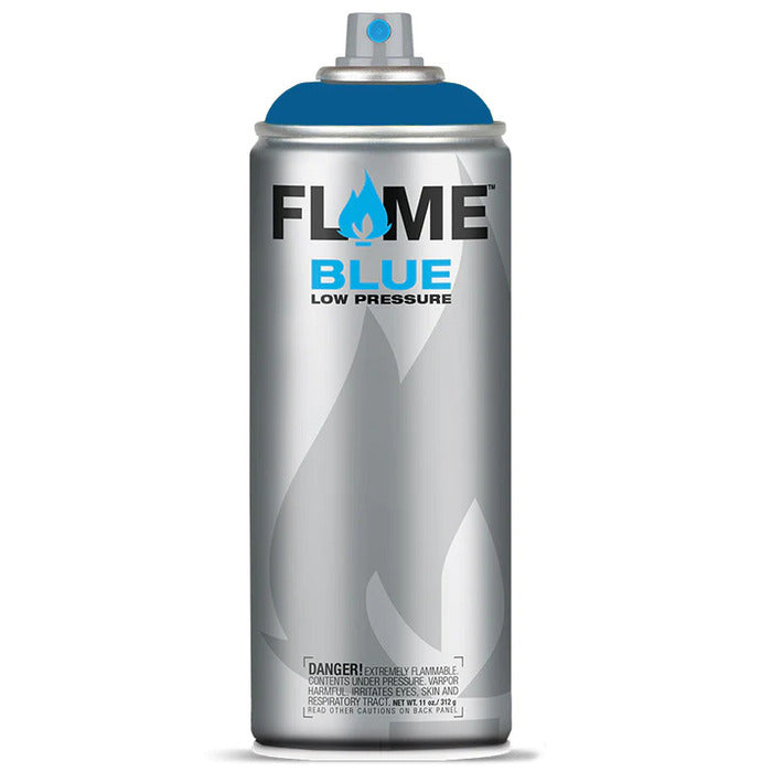 Flame Blue Spray Paint 400ml - Cool & Neutral Tones - Front View Of Cream Blue Dark