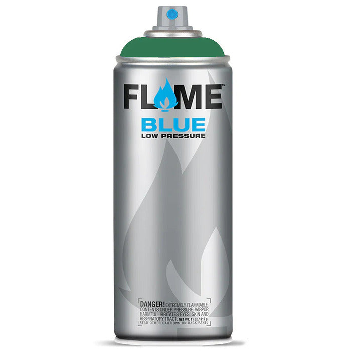 Flame Blue Spray Paint 400ml - Cool & Neutral Tones - Front View Of Moss Green