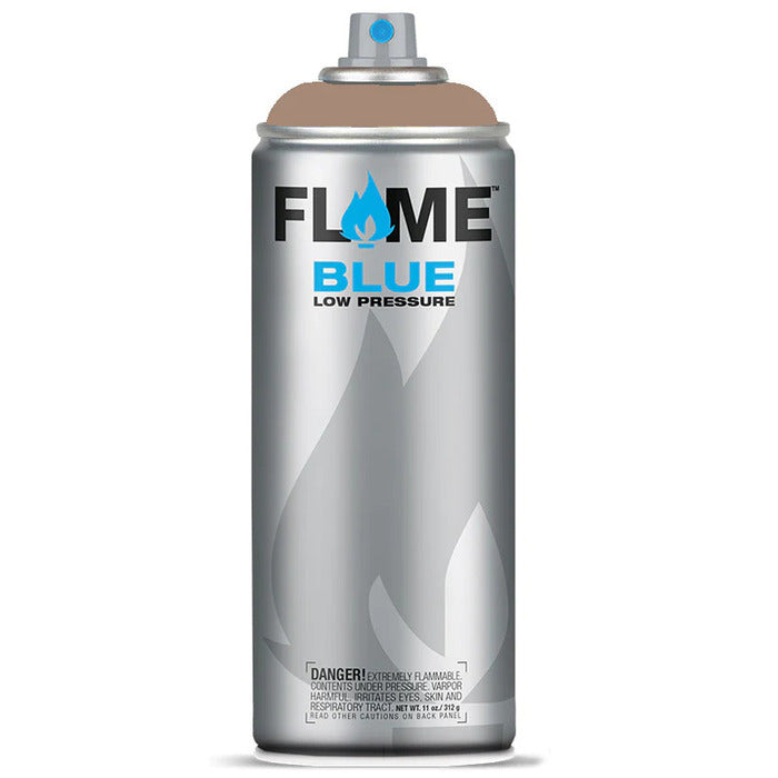 Flame Blue Spray Paint 400ml - Warm Tones - Front View Of Macadamia