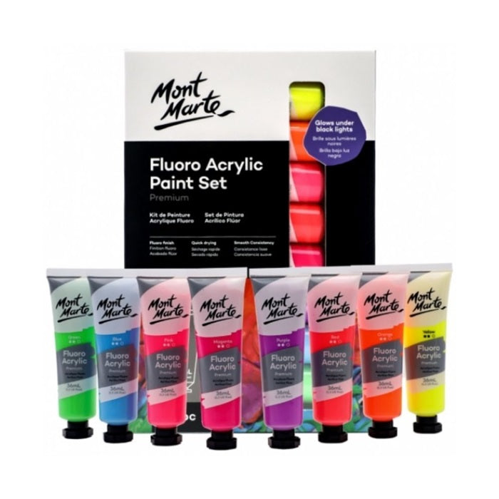 Mont Marte Fluoro Acrylic Paint Set Premium