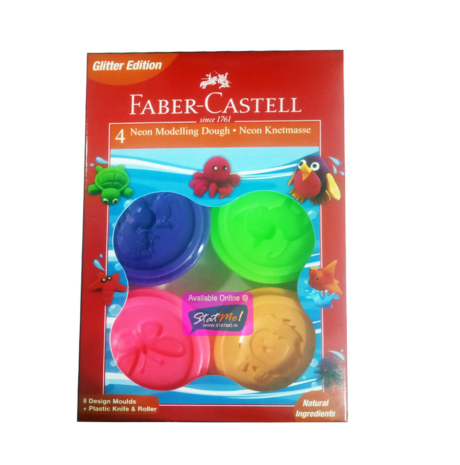 Faber Castell Modelling Dough Neon Glitter Set of 4