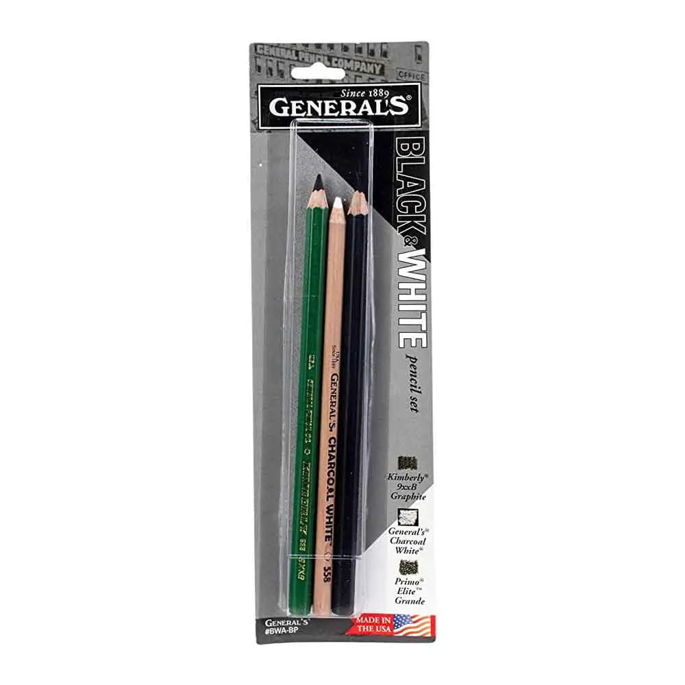 General's Black & White Pencil Set of 3 Generals