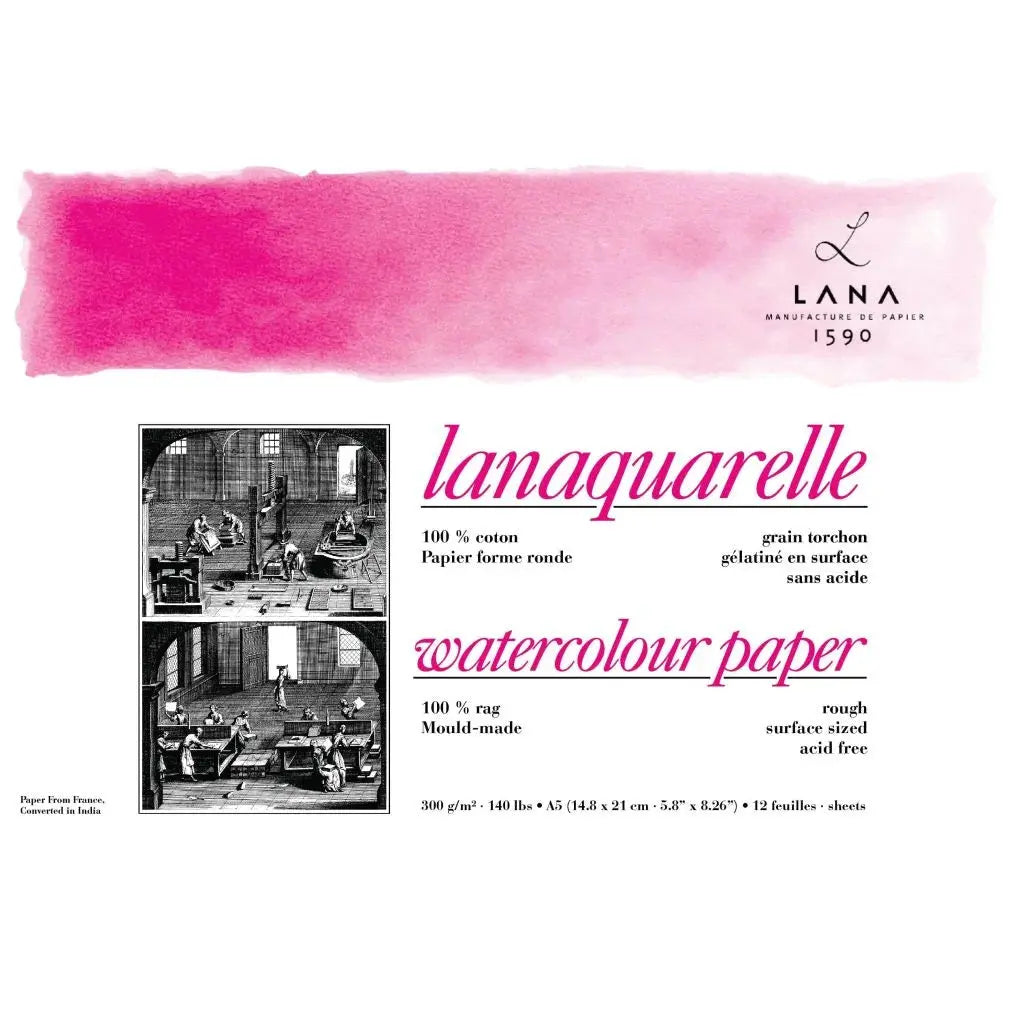 Lana Artists' Watercolour - Lanaquarelle Natural White 300 GSM,100% Cotton Paper(Poly Pack) Lana
