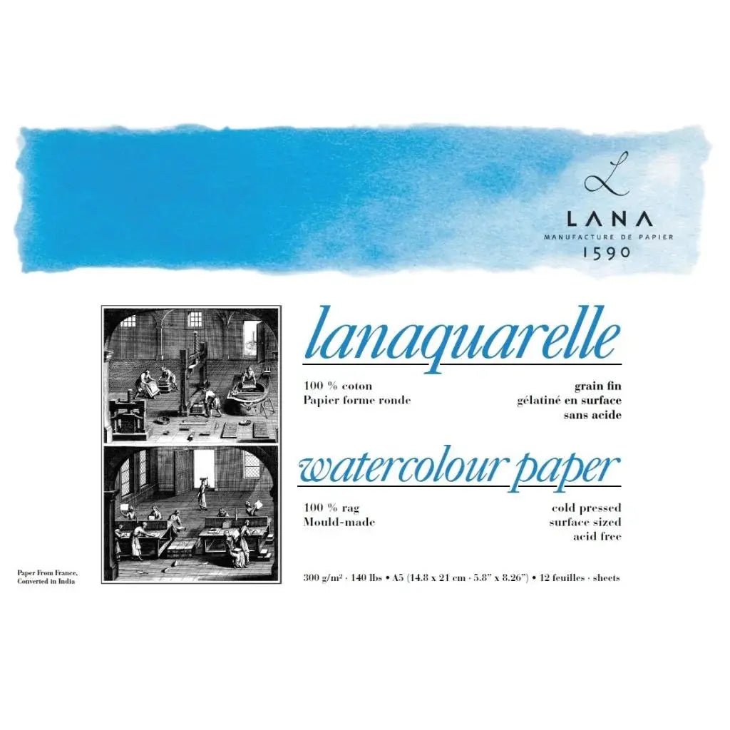 Lana Artists' Watercolour - Lanaquarelle Natural White 300 gsm 100% Cotton Paper Pad Lana