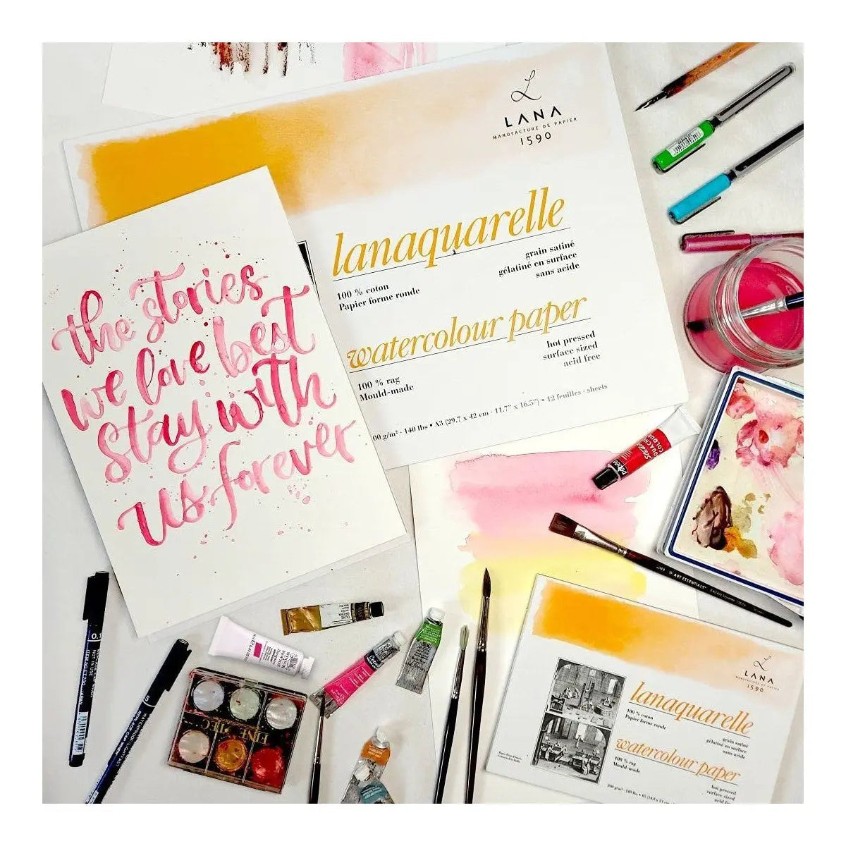 Lana Artists' Watercolour - Lanaquarelle Natural White 300 gsm 100% Cotton Paper Pad Lana