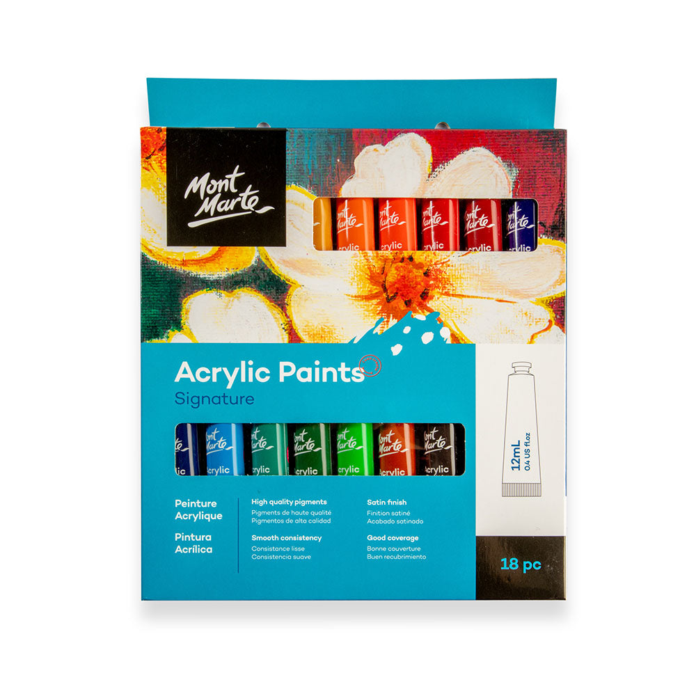 Mont Marte Acrylic Paint Set 18pc x 12ml Gloss Finish