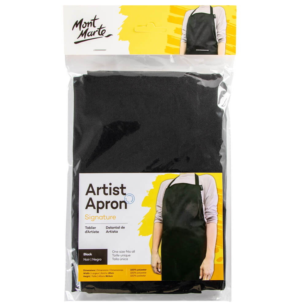 Mont Marte Artist Apron Black Signature Polyester Apron