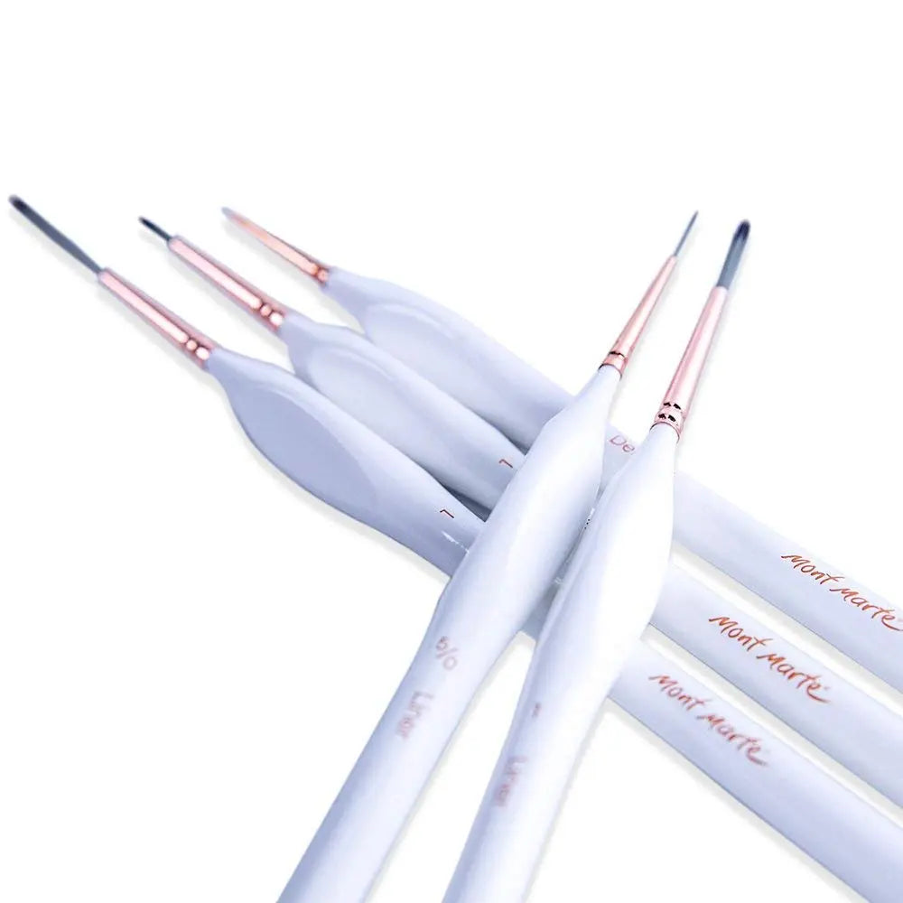 Mont Marte Detail & Liner Taklon Brush Set (Set of 5, White) Mont Marte