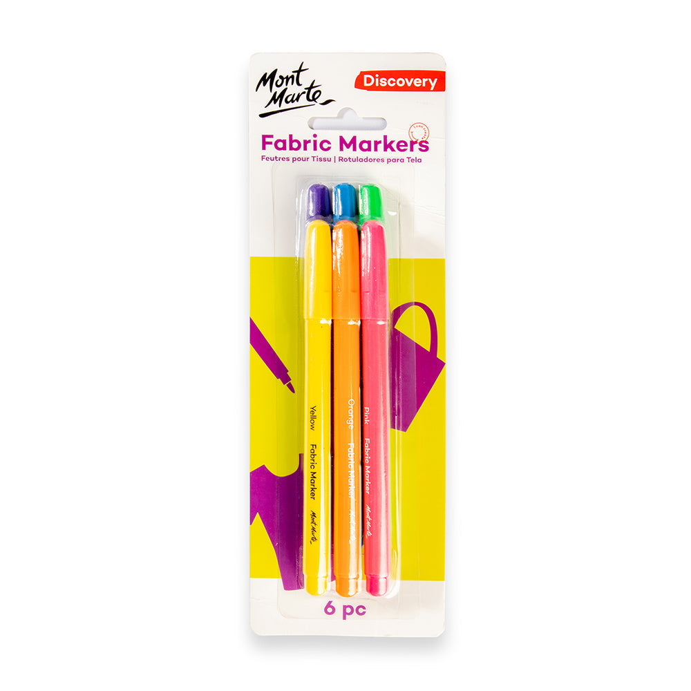 Mont Marte Fabric Markers Discovery 6pc Textile Marker Set (59 characters)