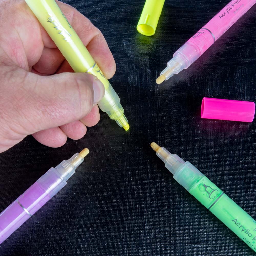 Mont Marte Fluoro Acrylic Paint Pens Signature 6pc Broad Tip