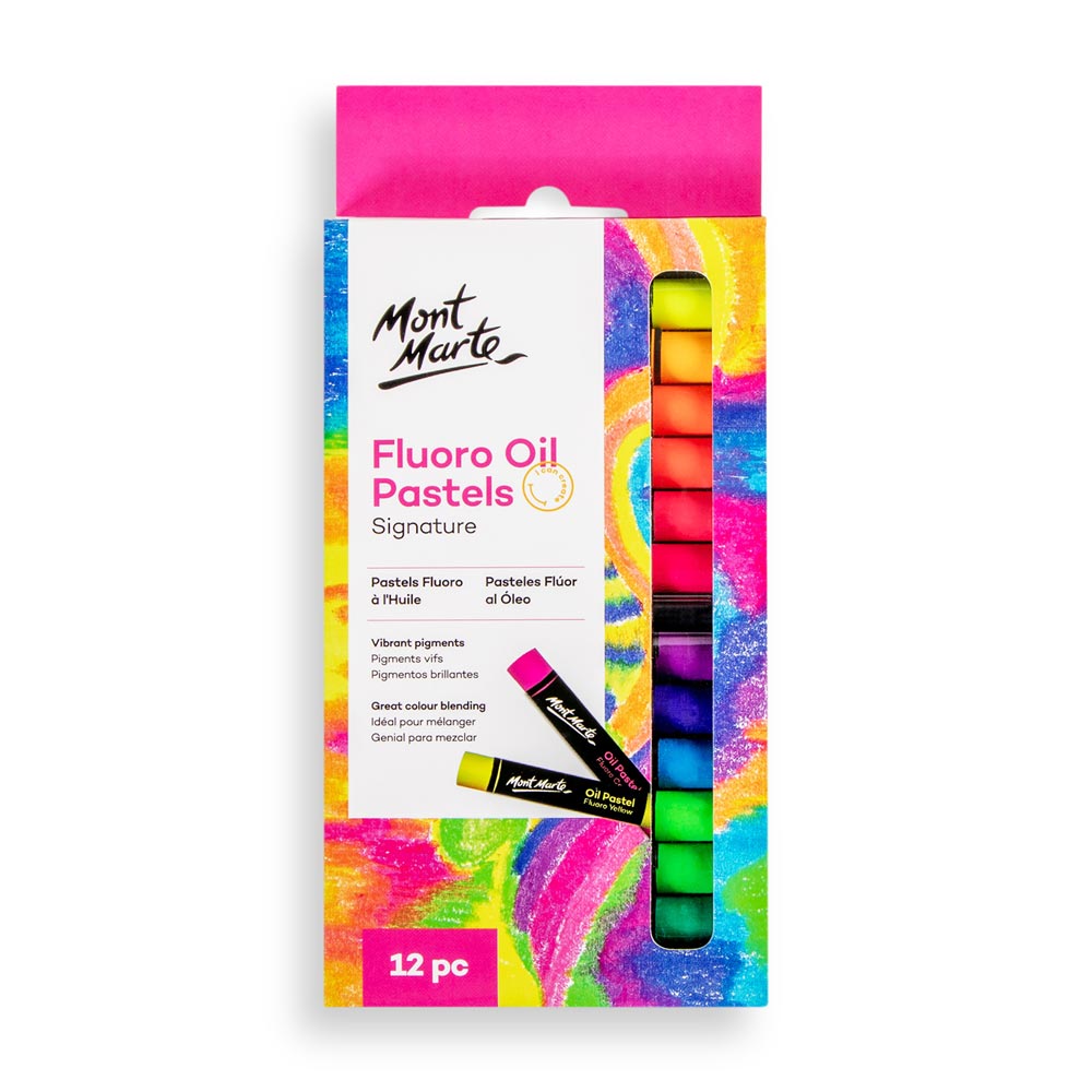 Mont Marte Fluoro Oil Pastels Signature 12pc Set