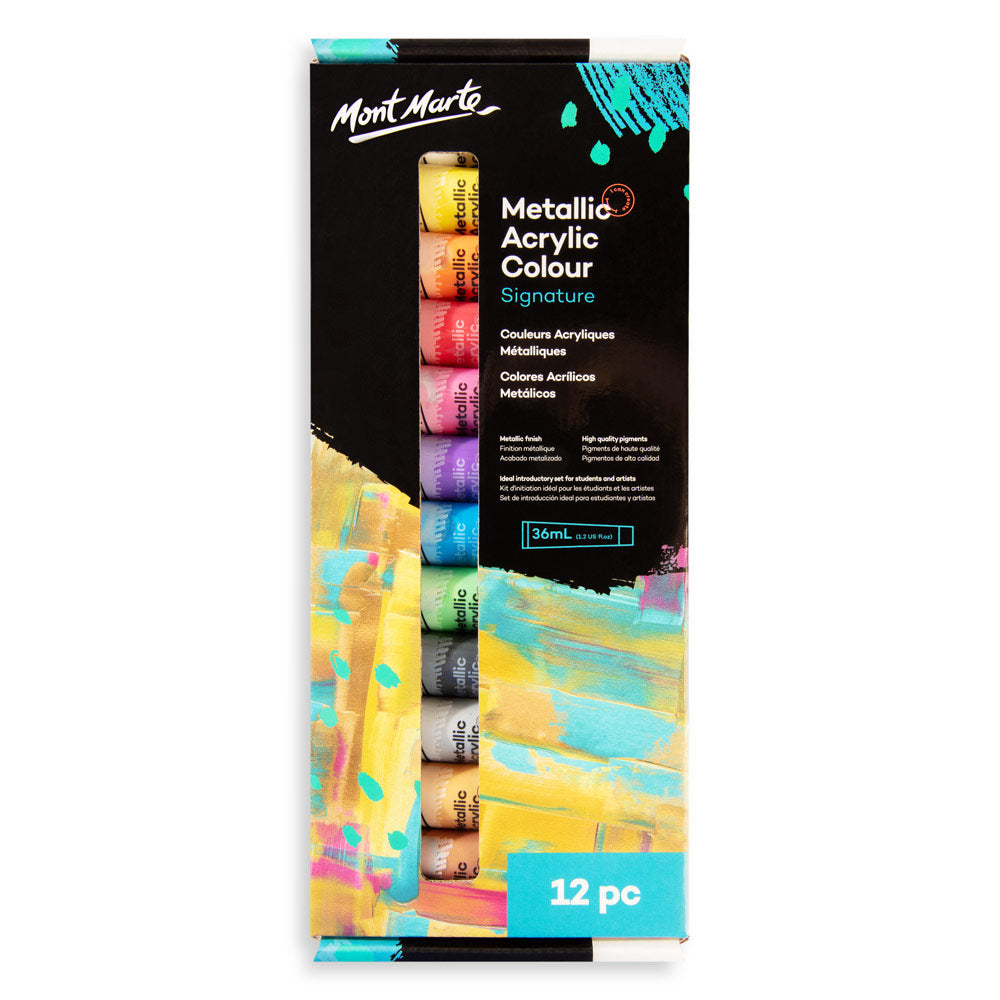 Mont Marte Metallic Acrylic Paint Set 12pc 36ml