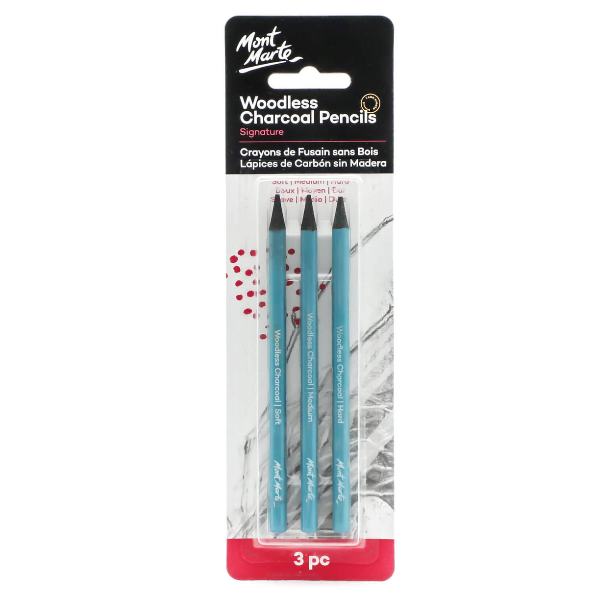 Mont Marte Woodless Charcoal Pencil Set of 3
