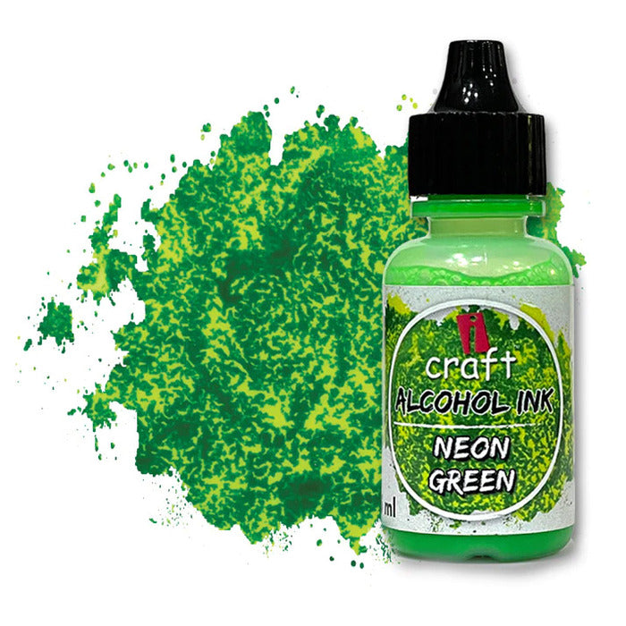 ICRAFT alcohol ink in neon green color 15ml.