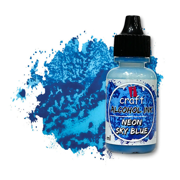 ICRAFT alcohol ink in neon sky blue color 15ml.