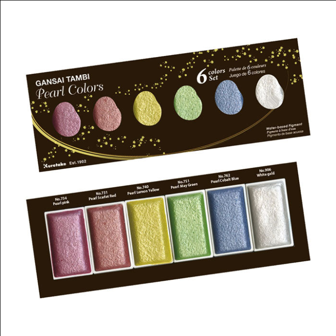 Gansai Tambi Water Based Pigment Set Of 6 (Gem,Opal,Pearl)