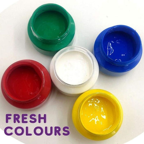 NON TOXIC WASHABLE FINGER PAINTS IN FIVE VIBRANT COLOURS