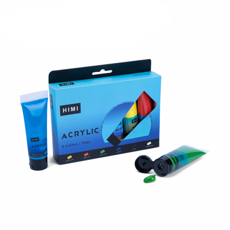 Himi Acrylic Paint 75ml Tube Set of 6 Colours HIMI