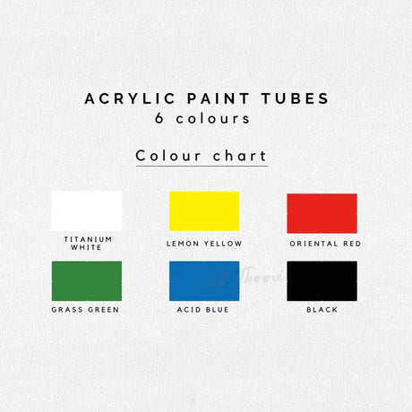 Himi Acrylic Paint 75ml Tube Set of 6 Colours HIMI
