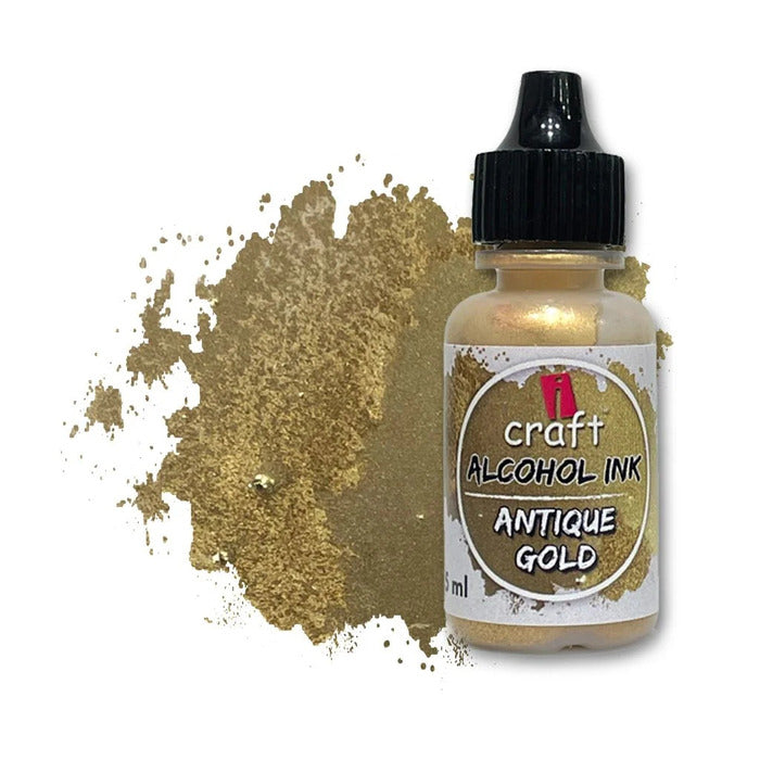 ICRAFT alcohol ink in antique gold color 15ml.