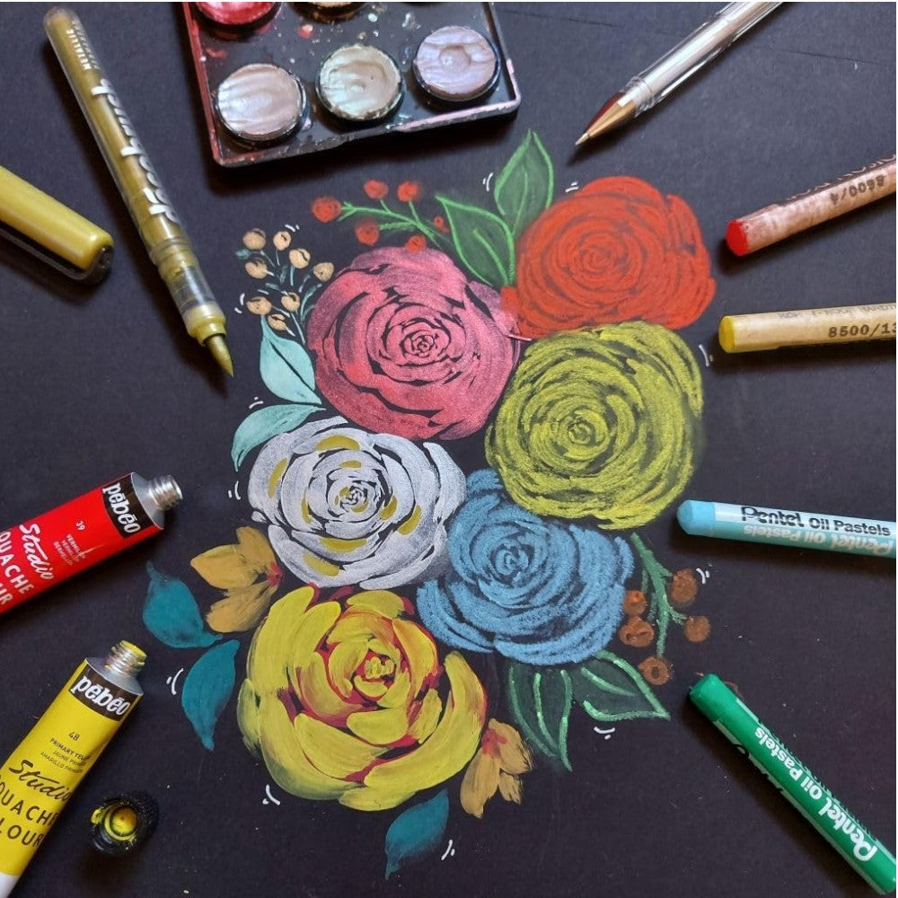 Art Essentials Black Watercolour Paper - 320gsm Spiral Pad, 12 Sheets