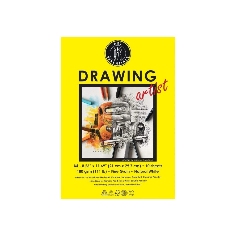 Art Essentials Artist Drawing Paper Natural White 180GSM - Poly Pack Art Essentials