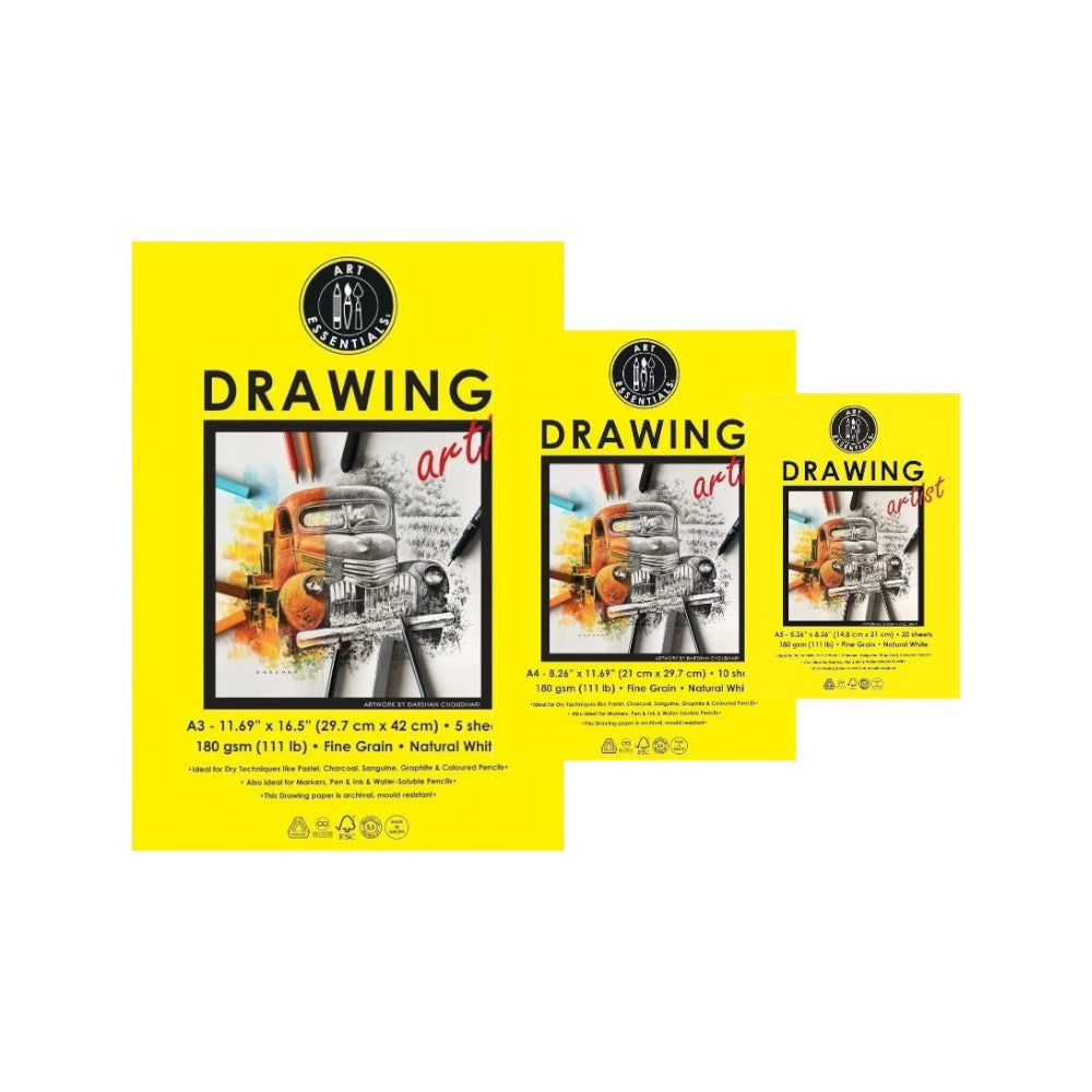 Art Essentials Drawing Paper - Fine Grain 180gsm Polypack