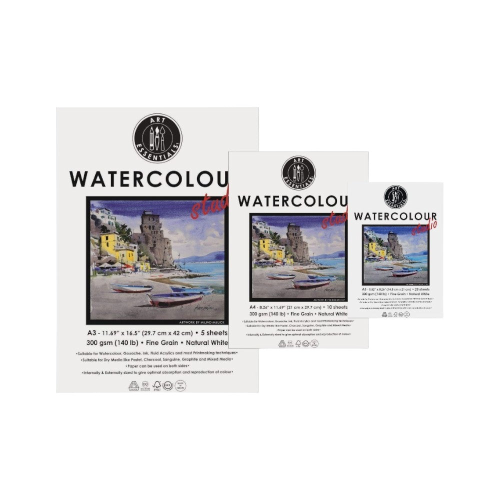 Art Essentials Studio Cold Pressed Watercolour Paper 300gsm - PolyPack