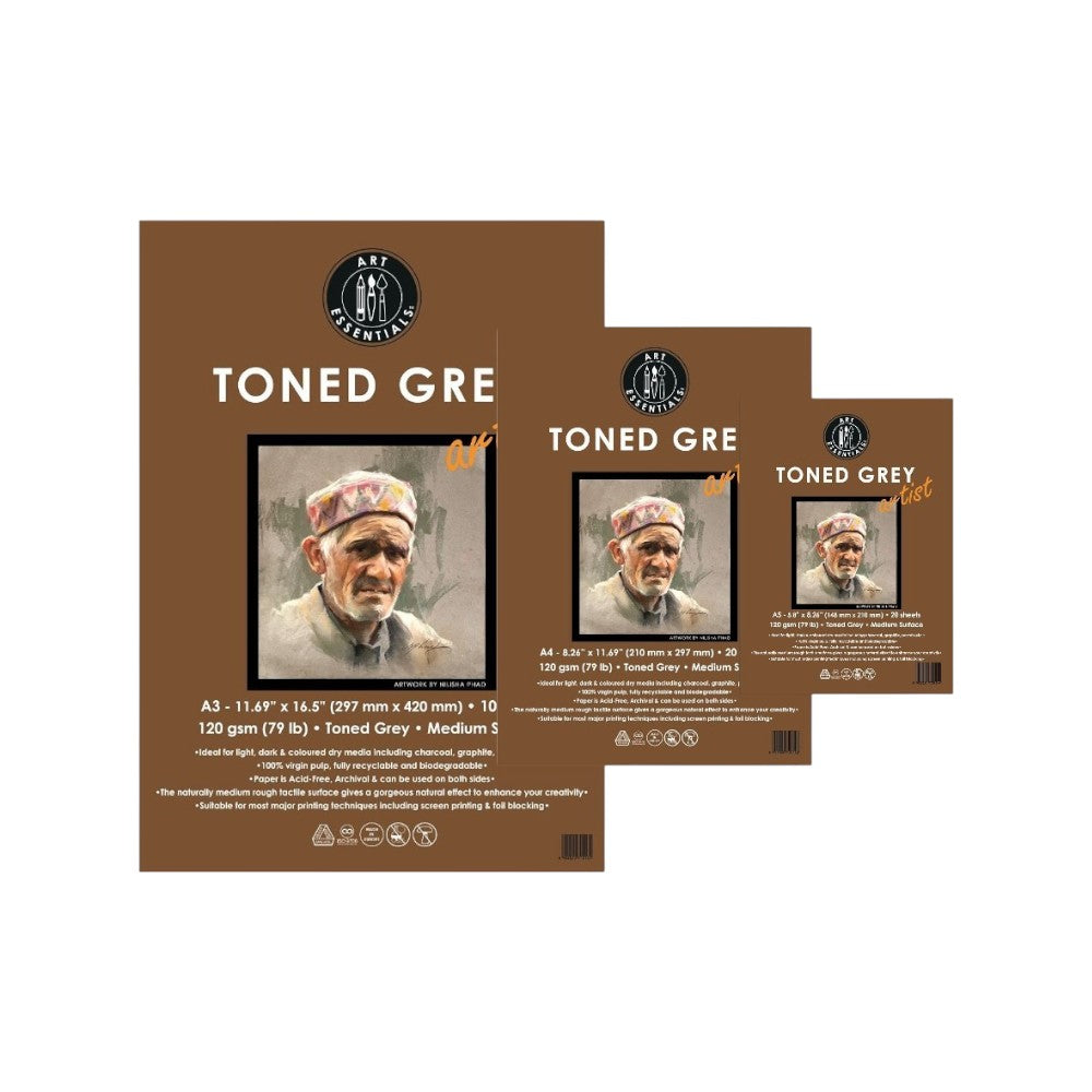 Art Essentials Toned Grey Sketching Paper - 120gsm PolyPack