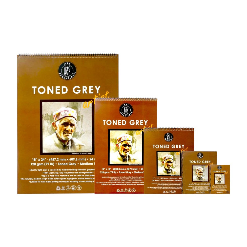 Art Essentials Toned Grey Sketching Paper Spiral Pad - 120 GSM