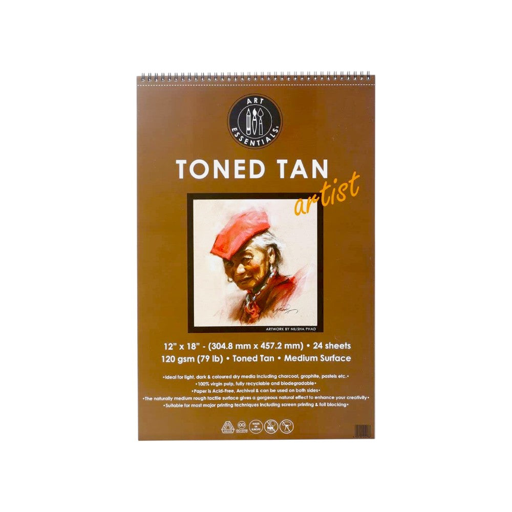 Art Essentials Toned Tan Artist Sketching Paper Medium Surface ,120 GSM-Spiral Pad Art Essentials