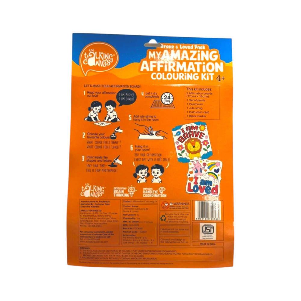 The Talking Canvas Brave & Loved Pack Affirmation Colouring Kit