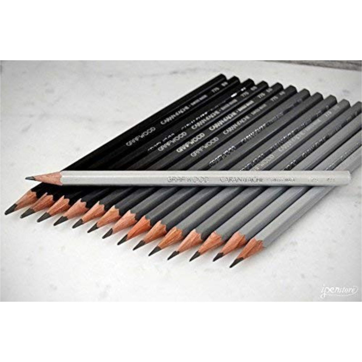 Caran D'Ache Grafwood Graphite Pencils - 4H to 9B - Set of 15