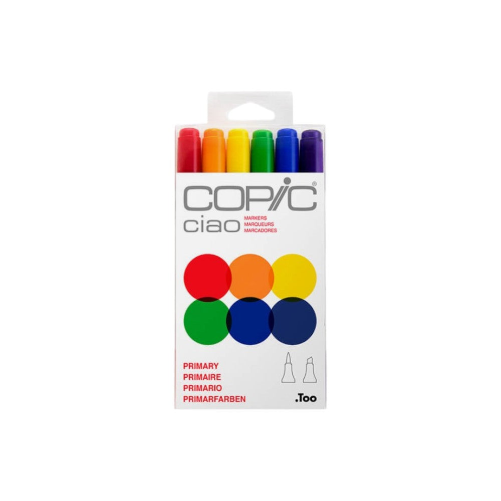 Copic Ciao Marker Set - 6 Primary Colors - Dual Tip - Alcohol Ink