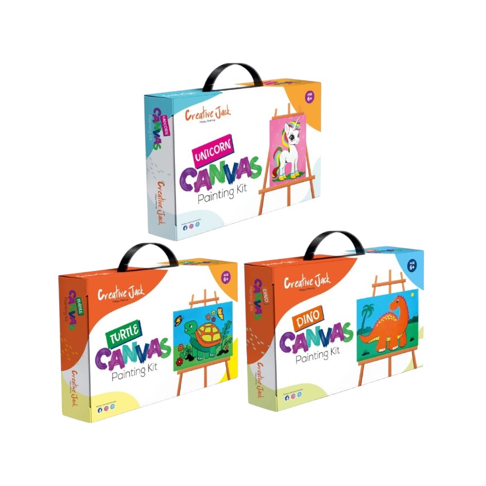Creative Jack My Canvas Painting Kit - Age 6+ - Dino, Unicorn & Turtle