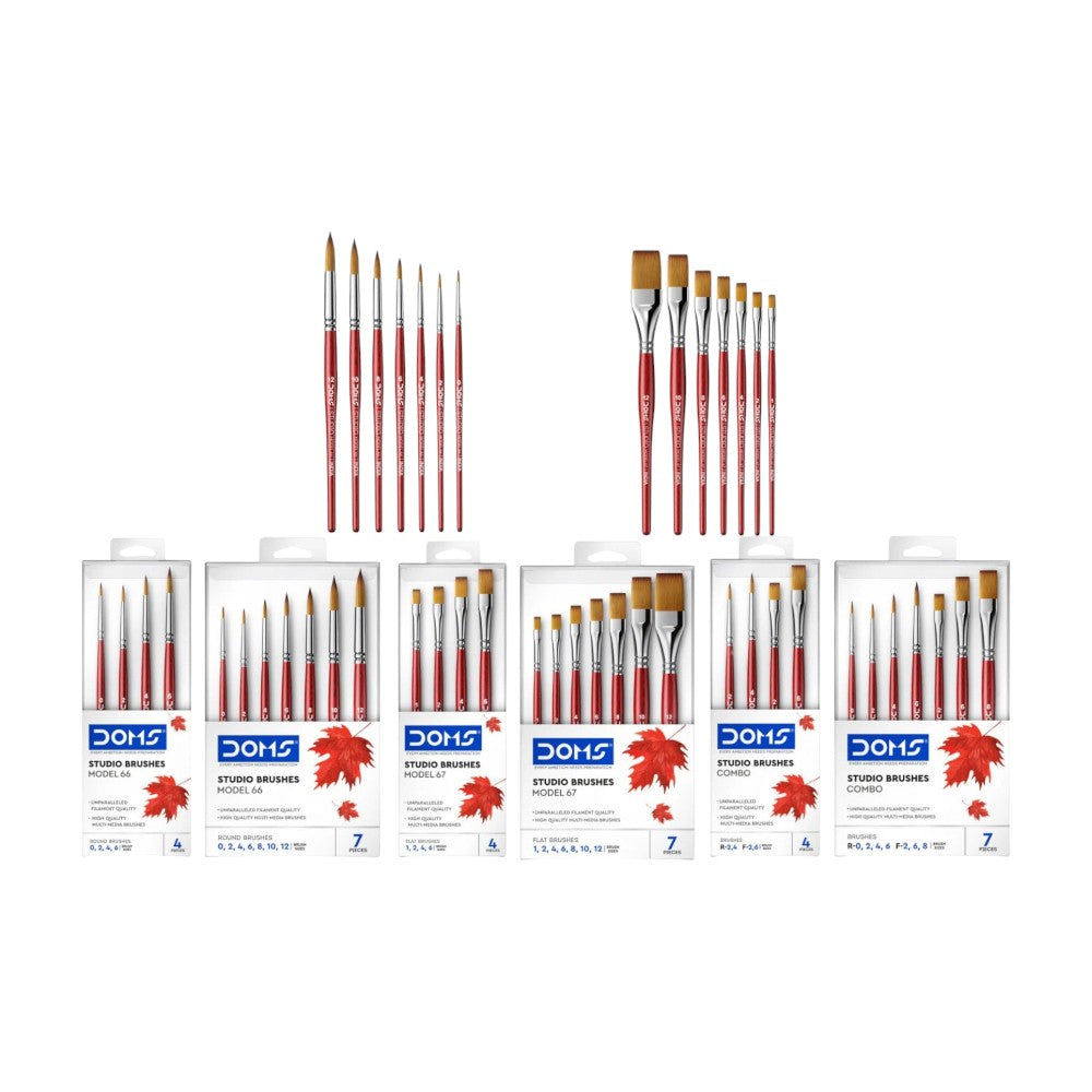 Doms Studio Artist Paint Brushes Loose & Sets of Round, Flat & Combo