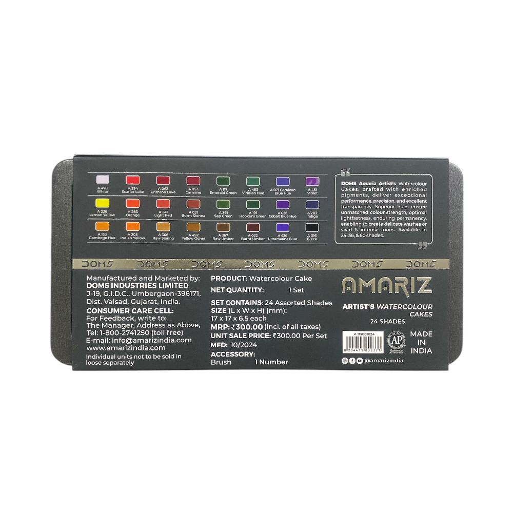 Doms Amariz Artists Watercolour Cakes - 24 Vibrant Shades