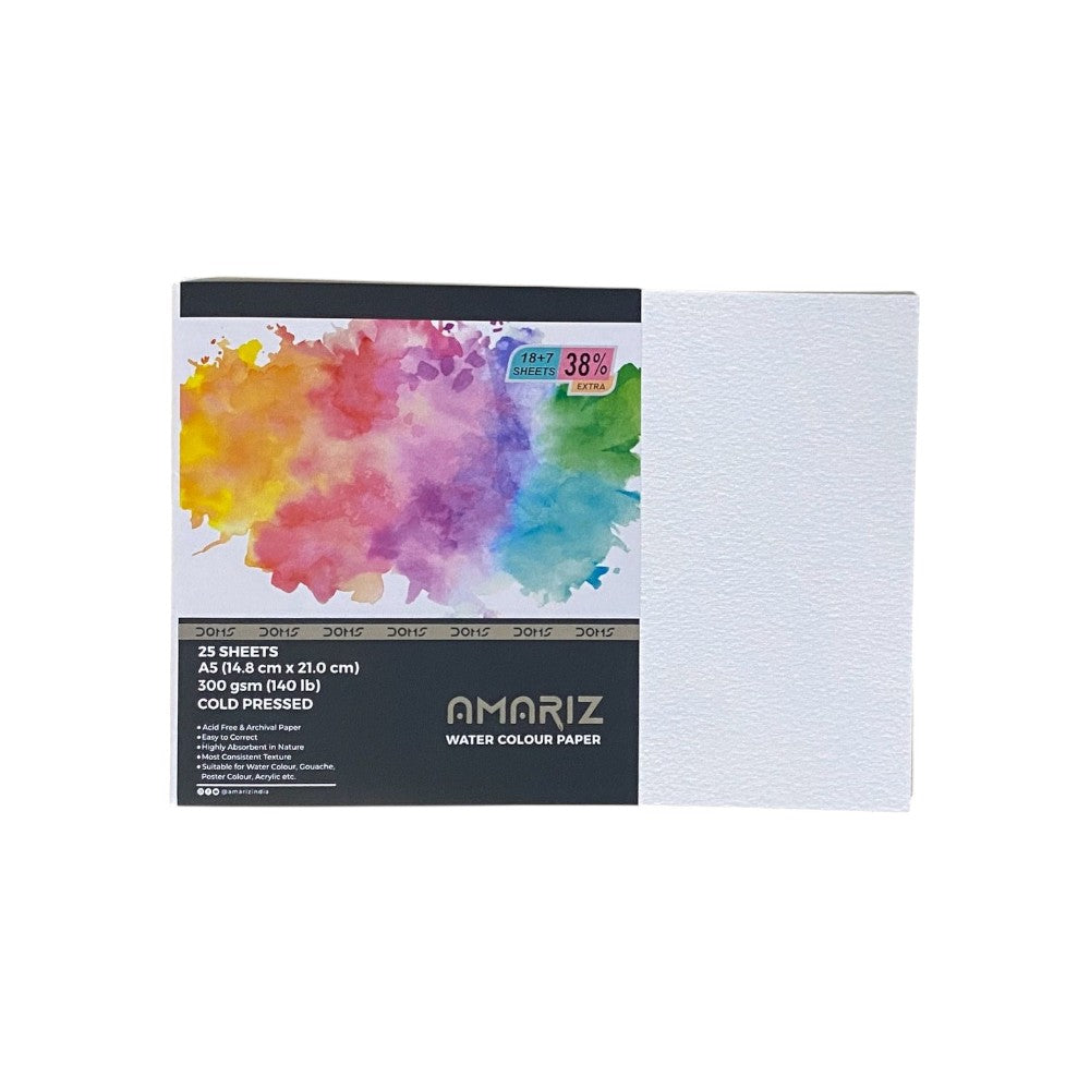 Doms Amariz Watercolour Paper A5 - 300gsm Cold Pressed - 25 Loose Sheets