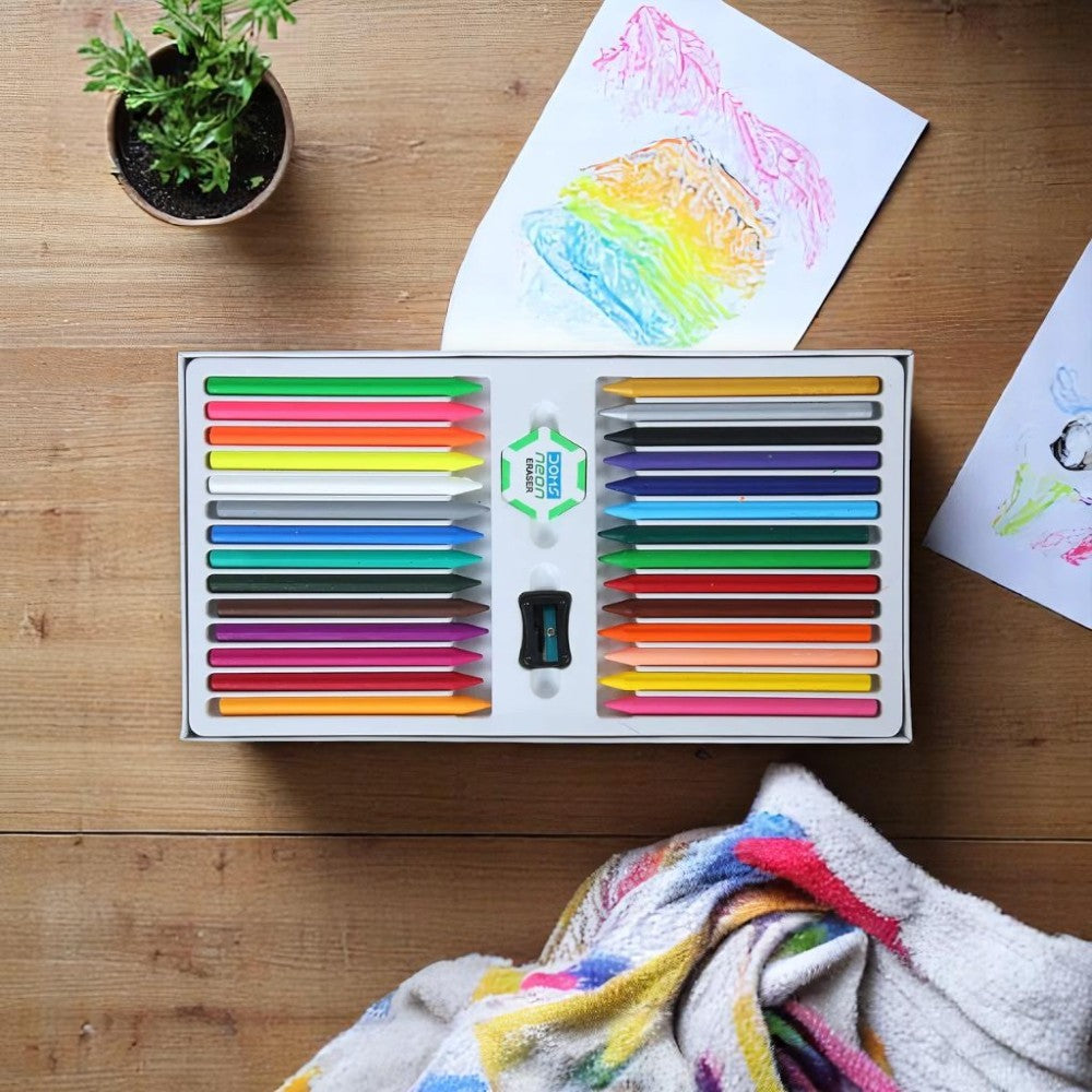 Doms Plastic Crayons 28 Shades - Erasable & Sharpenable