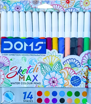 DOMS Sketch Max Water Colour Pens Pack of 14 Shades