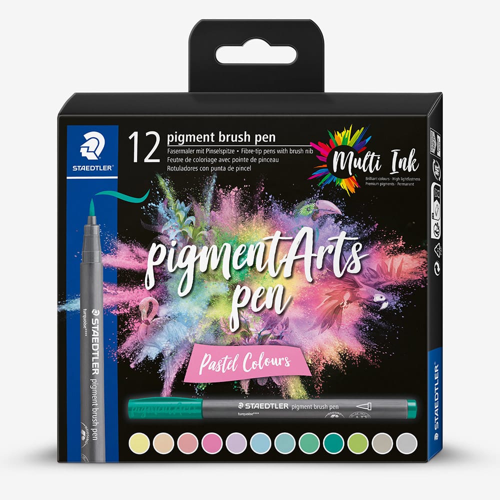 STAEDTLER Pigment Arts Brush Pen Set of 12 – Pastel Colours