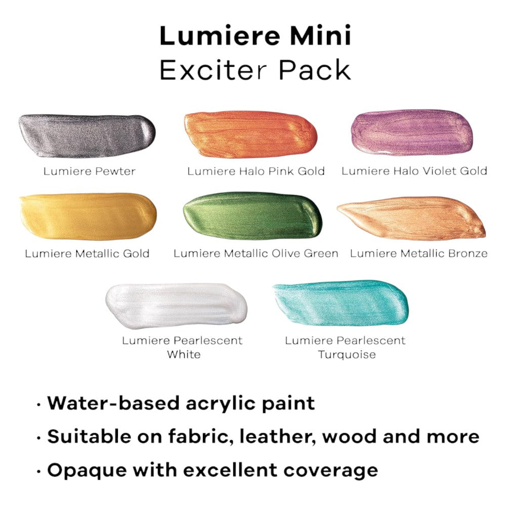 Jacquard Lumiere Metallic Colours Swatches of All 8 Shades