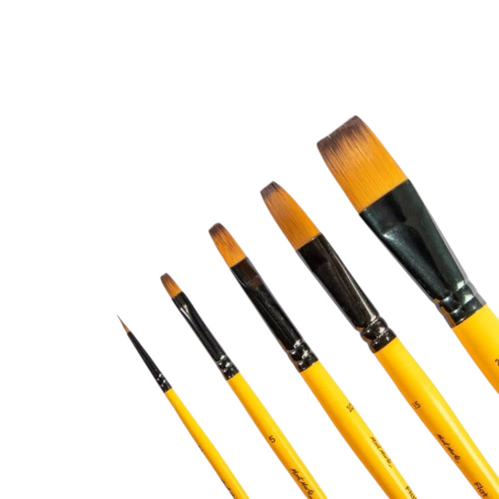 Mont Marte Acrylic Brushes Signature Set of 5 - Includes Detailer, Flat, Glaze Brushes for Acrylics