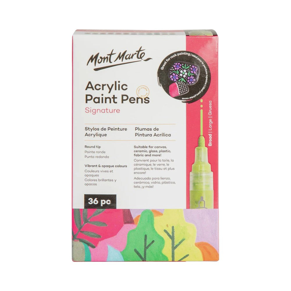 Mont Marte Acrylic Paint Pens - Broad Tip - 36pc Opaque - Front View