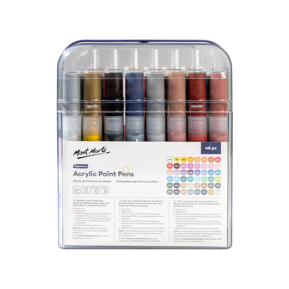 ont Marte Acrylic Paint Pens - Broad Tip - 48pc Opaque (In Case) - Back View