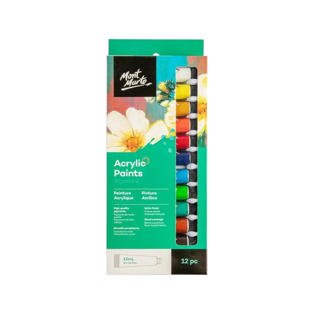 Mont Marte 12pc Acrylic Paint Set (12ml Tubes)