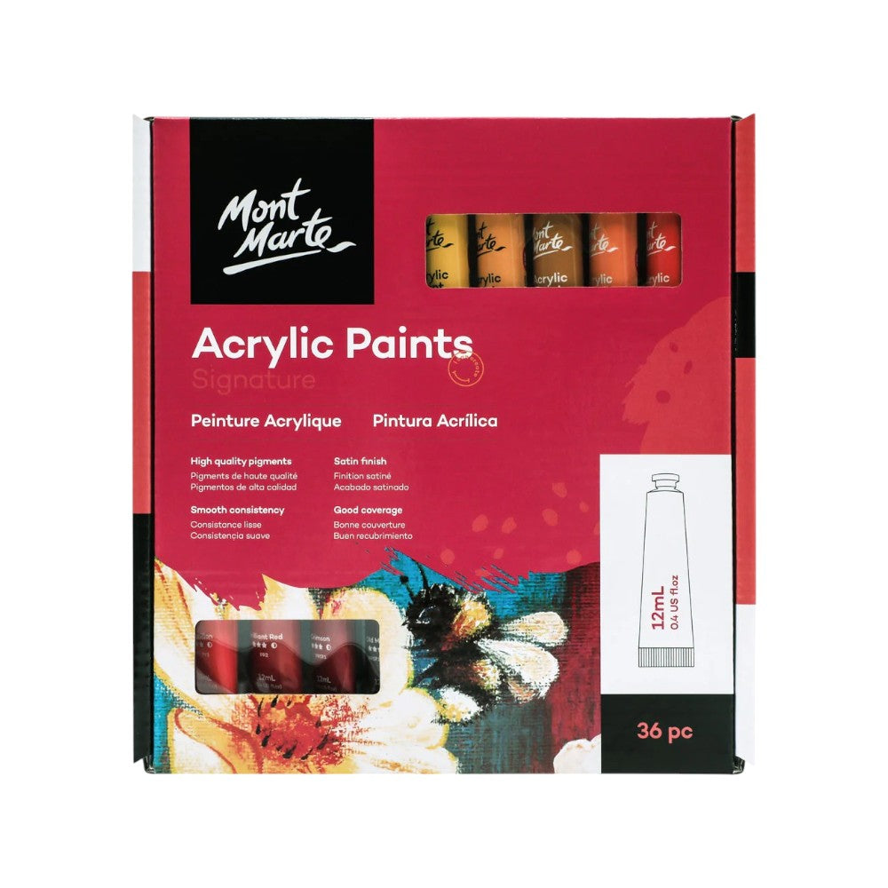 Mont Marte 36pc Acrylic Paint Set (12ml Tubes)