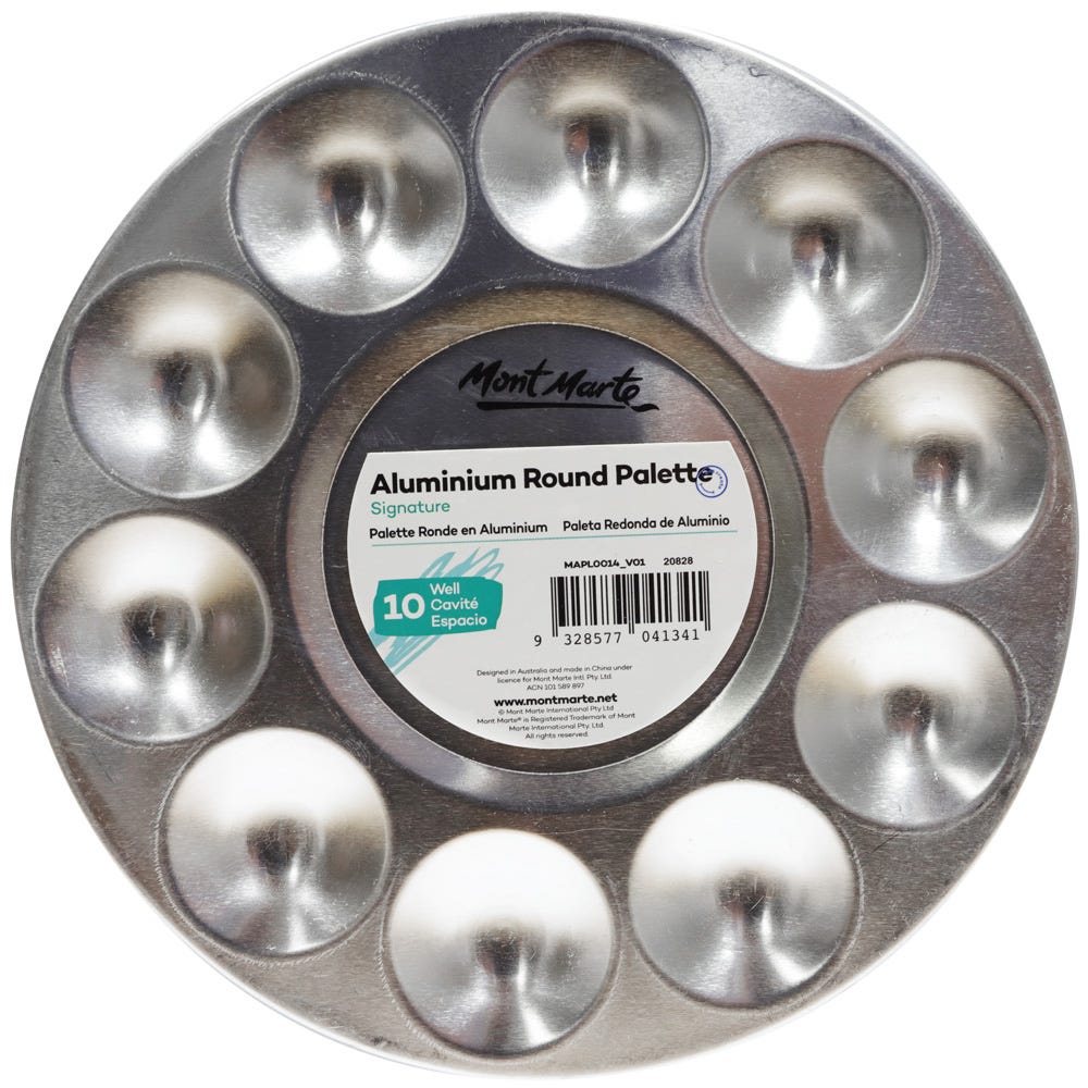 Mont Marte Aluminium Round Palette Signature 10 Well Paint Palette
