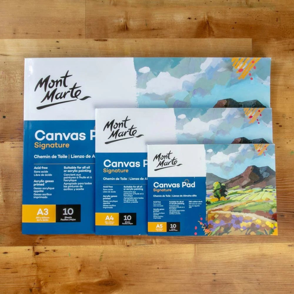 Mont Marte Canvas Pad Signature A5, A4 and A3 - Front Cover View