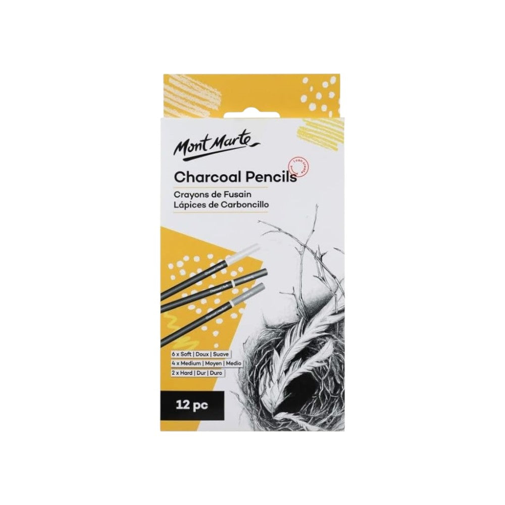 Mont Marte Signature Charcoal Pencil Set of 12 - Front Packaging